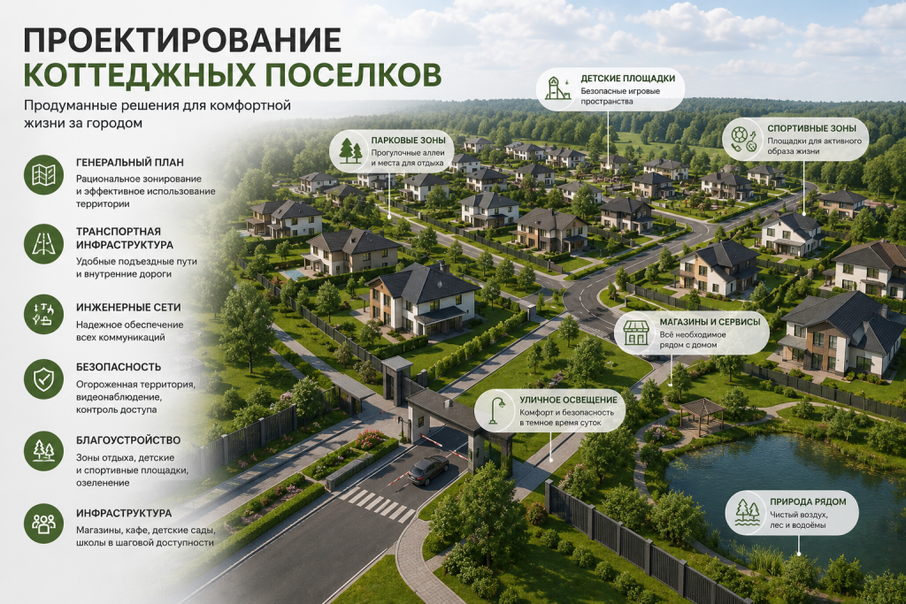 Проектирование коттеджных поселков: ключевые этапы создания комфортной среды для жизни 1 Проектирование коттеджных поселков